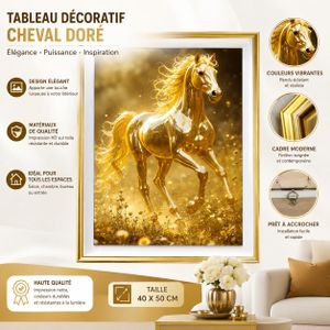 Tableau Décoratif Cheval Doré Avec Cadre Moderne – 40 x 60 cm