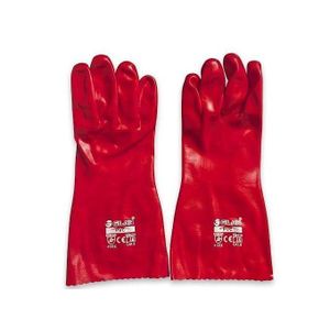 Gants de Protection Industrielle en PVC – Gants de Sécurité Robustes et Étanches (Catégorie II) -  Manutention, Industrie, Plomberie, Bâtiment (BTP), Nettoyage industriel ou mécanique - Rouge vif
