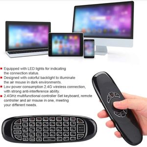 Télécommande, Clavier de Souris à Distance C120 USB 2.4G avec détection de Mouvement Air Fly avec rétroéclairage coloré