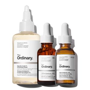 The Ordinary coffret The Bright acide glycolique 7 % 100 ml, solution contour des yeux à la caféine 5 % + EGCG 30 ml et alpha-arbutine 2 % + HA 30 ml