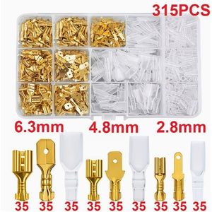 315 cosses à sertir femelles/mâles de 2,8/4,8/6,3 mm avec manchons isolants transparents