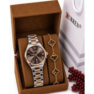 Chic Montre Dame Avec Bracelet Fond Marron