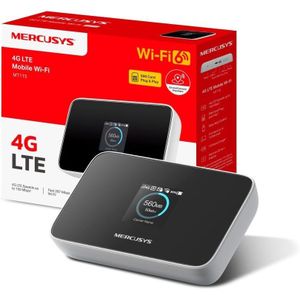 Mercusys TP-Link MT115  Hotspot 4G LTE Mobile Wi-FI, MiFi 6 AX300 Jusqu’à 287 MB/s, Pocket WiFi Portable, Batterie 2400 mAh, Écran LCD, Jusqu’à 10 appareils, Déverrouillé Compatible Toute SIM - Pocket wifi 