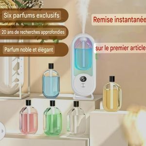 Diffuseur de parfum Machine d'aromathérapie + 6 flacons de parfum + câble de chargement + autocollant sans trace 