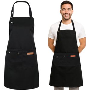 Tabliers, Tabliers de Travail, Tabliers de Chef avec Sangle Réglable et 2 Poches