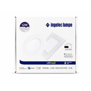 Ingelec Panel LED Encastré Rond 12W Blanc Froid 6500K – Éclairage Intérieur – Garantie 2 Ans