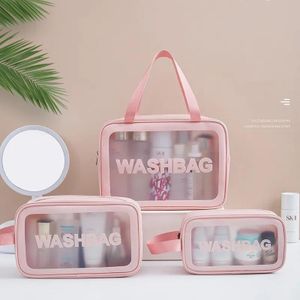 Kit de 3 Trousses de maquillage Transparentes et Imperméables - Rose