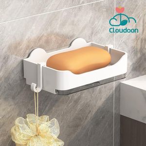 Cloudoon Porte-Savon Mural Blanc - Support Savon Égouttoir Salle de Bain
