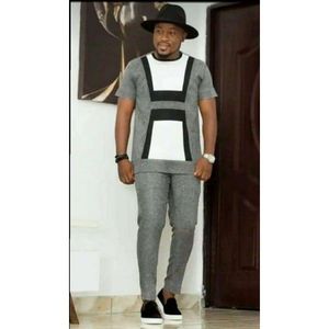 Ensemble Tunique Homme Manche Courte De Couleur Grise