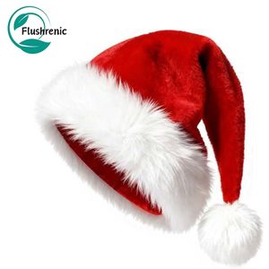 Flushrenic Chapeau de Noël, fourrure douce épaississue, fournitures de vacances, adapté aux fêtes de Noël et du Nouvel An, chapeau de Noël adulte unisex