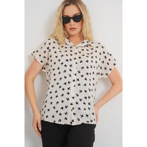 Bigdart Chemise à Manches Courtes à Motifs Pour Femme 20310 - Crème
