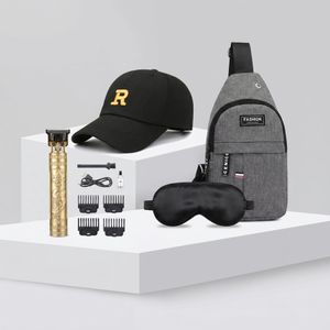 Ensemble 4-en-1 pour Hommes – Tondeuse à Cheveux avec Accessoires, Casquette Brodée, Sac Banane, Masque de Sommeil Ergonomique – Idéal pour les Voyages, l'Usage Quotidien et les Cadeaux