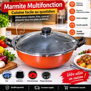 Marmite Multifonction avec Couvercle en Verre – Grande Capacité – Compatible Gaz, Induction, Vitrocéramique et Plaque Électrique