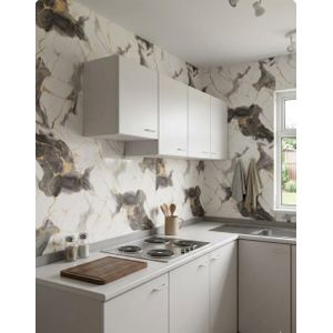 10 feuilles 60×30 cm papier peint  autocollant mural motif marbre blanc noir autoadhesif, decoration cuisine ,salon ,chambre,salle de bain et meuble 