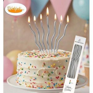Bougies d’Anniversaire Décorative Pour Gâteau d’Anniversaire, Mariage– Lot de 6 Bougies Élégantes pour Gâteau de Fête & Célébration - Gris