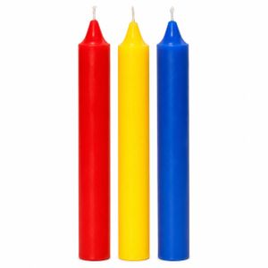 Lot de 3 Bougies Colorées – Rouge, Jaune et Bleu