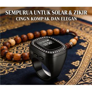 Bague Connectée Tasbih Al-Fatiha 502 - Compteur De Zikr Islamique Pour La Prière - Écran OLED Avec Cristaux