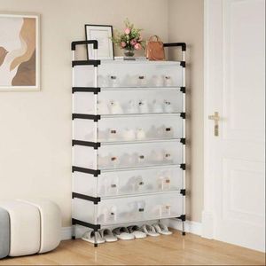 Étagère de rangement de chaussures avec Protège Anti poussière - 7 Niveaux