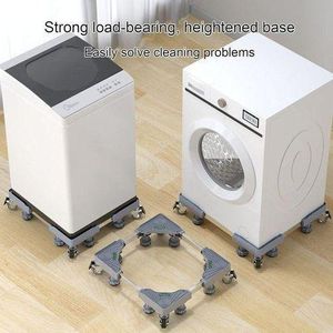 Bh Support Réglable Mobile pour Machine à Laver et Réfrigérateur – Base Télescopique avec 8 Pieds et Roues Freinées – Anti-Vibration, Charge Lourde jusqu’à 200 kg