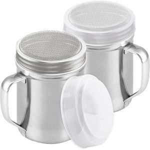 TodyJeyHo 2 paquets de sucre en poudre Duster - avec poignée - cannelle Shaker pour Bar à café - drague à maille Fine - 6 onces,Style: Fine