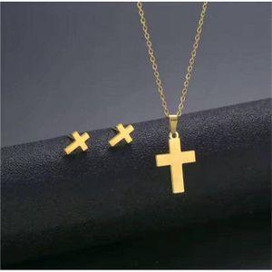 Chaîne 45cm En Acier Inoxydable Doré Pendentif Crucifix Croix De Jésus Idéal Cadeau De Saint Valentin