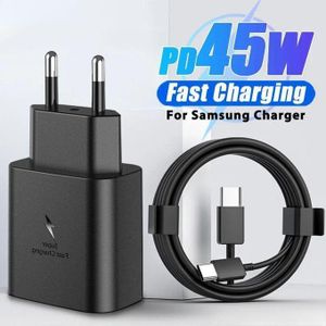 Samsung Chargeur Original avec Câble USB Type-C – noir Recharge Rapide et Sécurisée