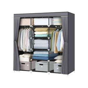 Placard Armoire Démontables 08 Compartiment Avec 3 Battants à Housse Gris
