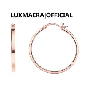 Luxmaera Boucles d’oreilles Anneaux Or Rose Femme, Petits Hoops Huggie