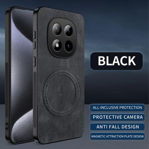 Autre Coque de proction avec une couche de Cuir PU Magsafe pour Redmi Note 15 Pro+ 5G / Redmi Note 15 Pro 4G, compatible avec la charge sans fil - Noir
