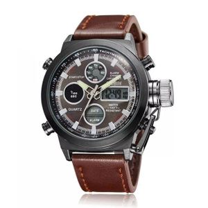 Joefox Montre Pour Homme, Chronographe De Luxe, Quartz LED, Boîte De Montre Numérique- Fond Noir