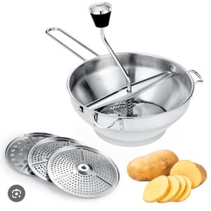 MOULIN À LÉGUMES MANUEL AVEC 03 COUCHES DE TAMIS EN INOX 