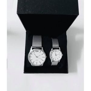 Montre Duo Femme Et Homme En Inox - Fonds Blanc - Argent