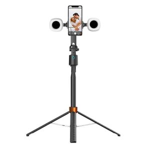 Perche à selfie extensible de 1,8 m avec télécommande, trépied rotatif à 360 degrés pour téléphone, perche à selfie pour caméra vidéo