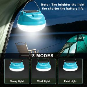 Lumière de camping solaire magnétique, lampe de tente d'urgence dimmable de 3 modes