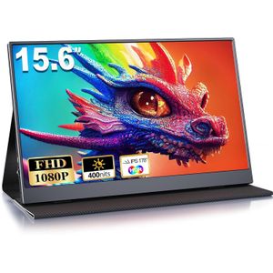 ANTHO Ecran Portable, 15.6 Pouces, Moniteur Portable IPS 1080P FHD - avec Mini HDMI USB C, 0.78kg Écran Monitor de Faible Lumière Bleue, pour Ordinateur Portable, Mac, PS5, Xbox - Ecran Portatif - Ecran Externe 