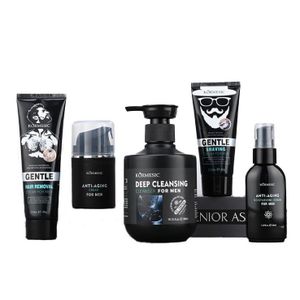 Ensemble de nettoyage facial pour hommes - Nettoyant visage + Crème à raser + Crème nettoyante + Essence + Crème pour le visage