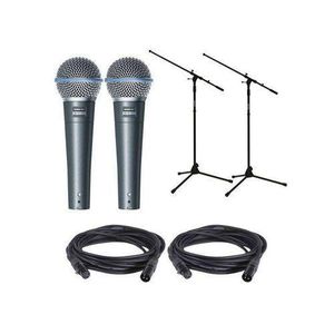 Bon Deux microphones Shure Beta 58A avec deux pieds de microphone