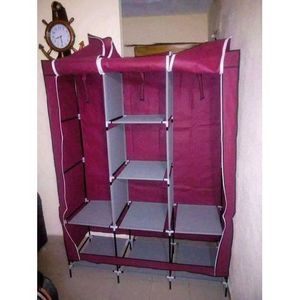 Placard Armoire Démontable 10 Compartiments Avec Housse 3 Battants - Marron