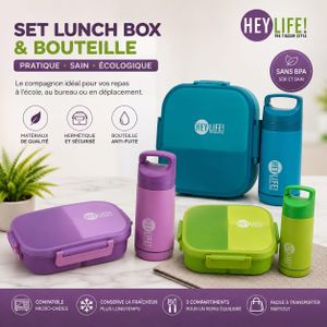 3 lotsSet Lunch Box 3 Compartiments avec Bouteille d'Eau