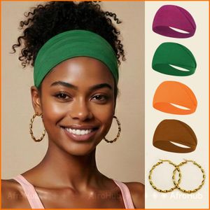 Lot de bandeaux souples et élastiques 5 en 1 - Coton multicolore, 4 modèles + boucles d'oreilles créoles dorées