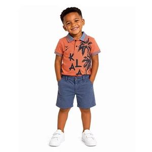Ensemble 2 pièces polo avec culotte – 1 à 4 ans - Saumon/Bleu
