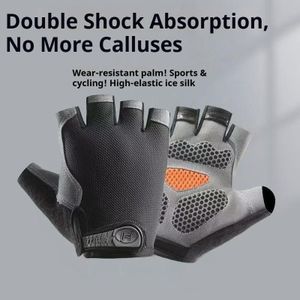 General Gants de sport demi-doigts amortissants, gants en soie glacée respirant paume résistante pour musculation et cyclisme