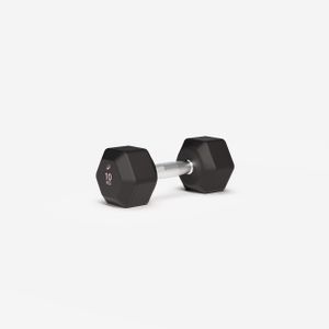 Domyos Haltère de crosstraining et musculation Dumbbell hexagonale 10 kg, noir
