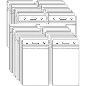 Lot de 50 porte-badges verticaux en transparent, porte-badge en plastique