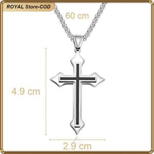 Collier Pendentif Croix Unisexe en Acier Inoxydable – Bijou Mode