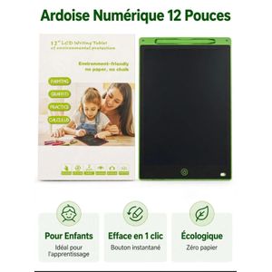 Ardoise Numérique 12 Pouces - Tablette Dessin Effaçable LCD pour Enfants et Adultes 