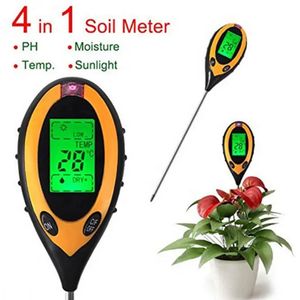 Testeur D'Humidité Du Sol 4-en-1, Thermomètre Numérique Pour Plantes/Humidimètre Du Sol/pH-mètre/Luminosité Du Soleil Avec Affichage LCD Rétroéclairé Pour Jardinage, Agriculture Et Plantes D'Extérieur
