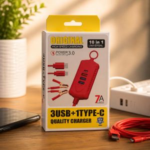 Chargeur Universel Batterie 10 en 1 avec 3 USB + 1 Type-C PD30W (7A)