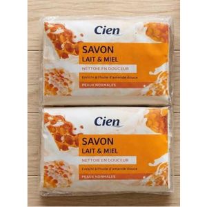 Savon CIEN 150g lait & miel nettoie en douceur enrichi à l’huile d’amande douce peaux normales 
