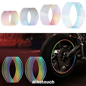 Autocollant Bandes Réfléchissantes Arc-en-Ciel pour Jantes de Moto